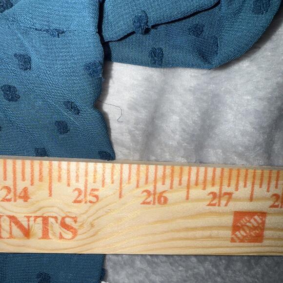 NWT Style & Co 3/4 Sleeve Swiss Dots Teal Bluei Peasant Boho Sheer Blouse XXL - Picture 6 of 7